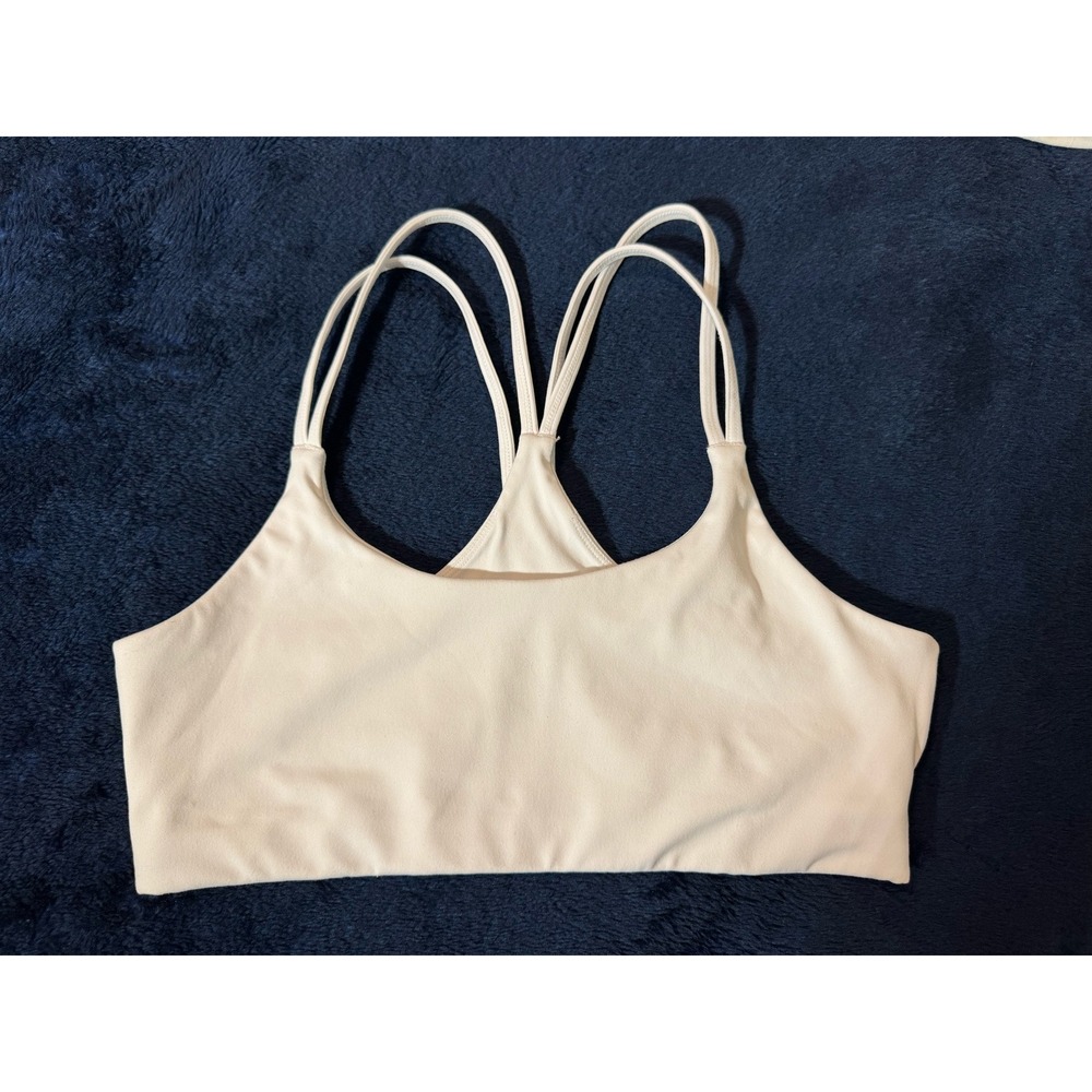 Fabletics White Strappy Racerback Sports Bra Cutout Back